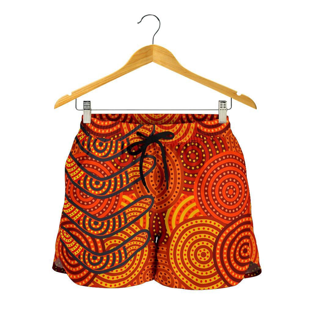 Aboriginal Women's Short - Aboriginal Boomerangs And Dot Circle - Vibe Hoodie