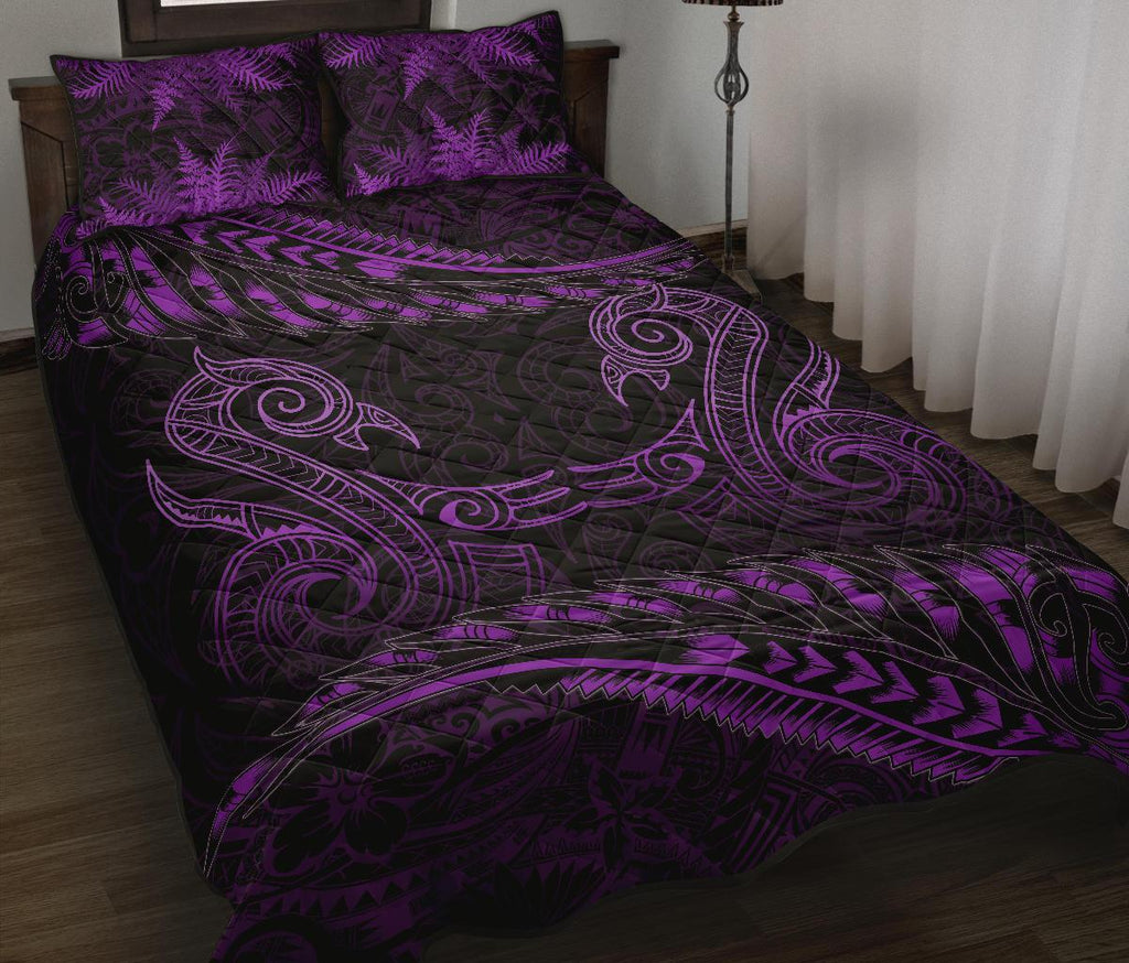 aotearoa-quilt-bed-set-purple-maori-manaia-with-silver-fern
