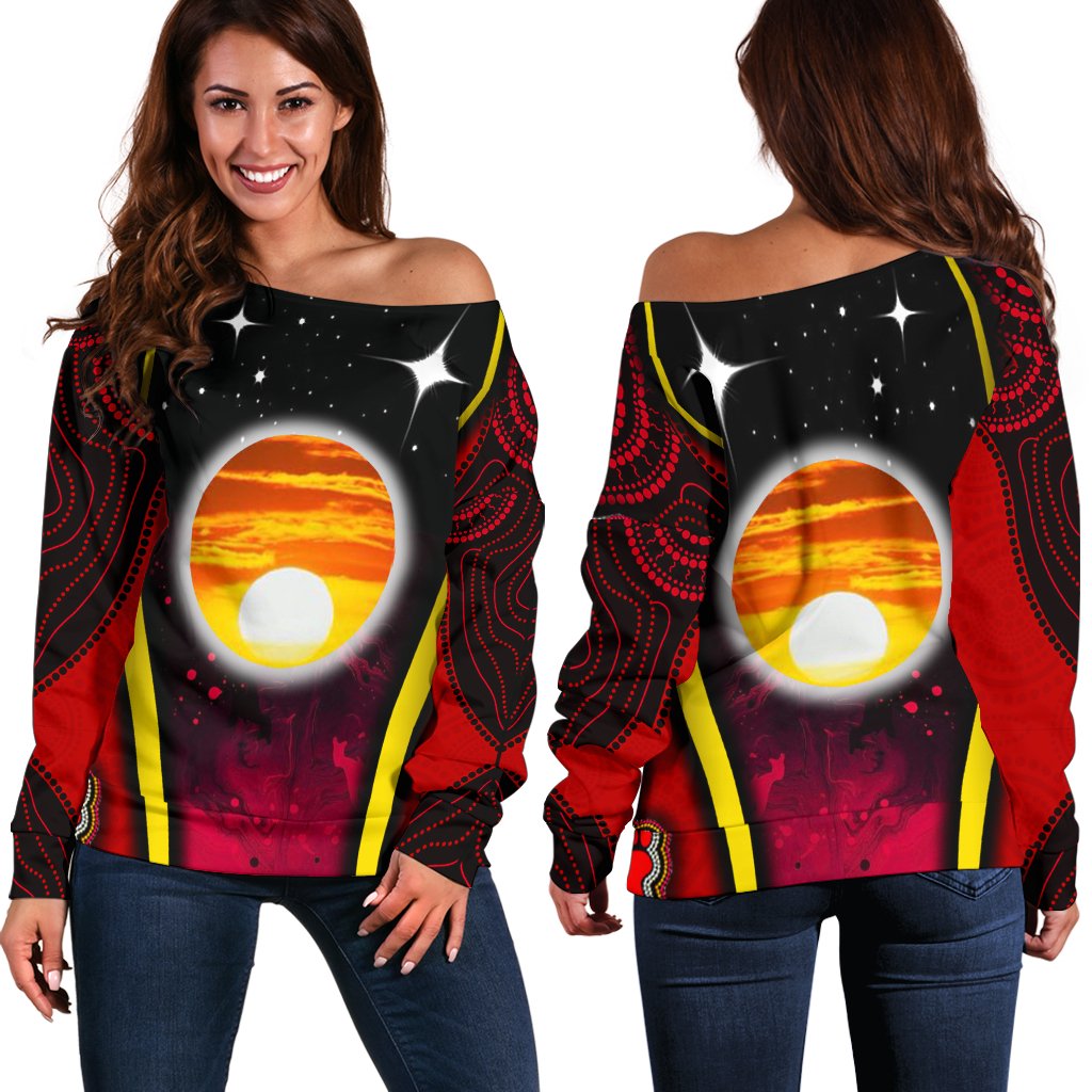 Off Shoulder Sweater - Australian Aboriginal Flags Symbolic Meaning - Vibe Hoodie