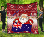 christmas-personalised-premium-quilt-australia-santa-claus-hold-the-flag-red