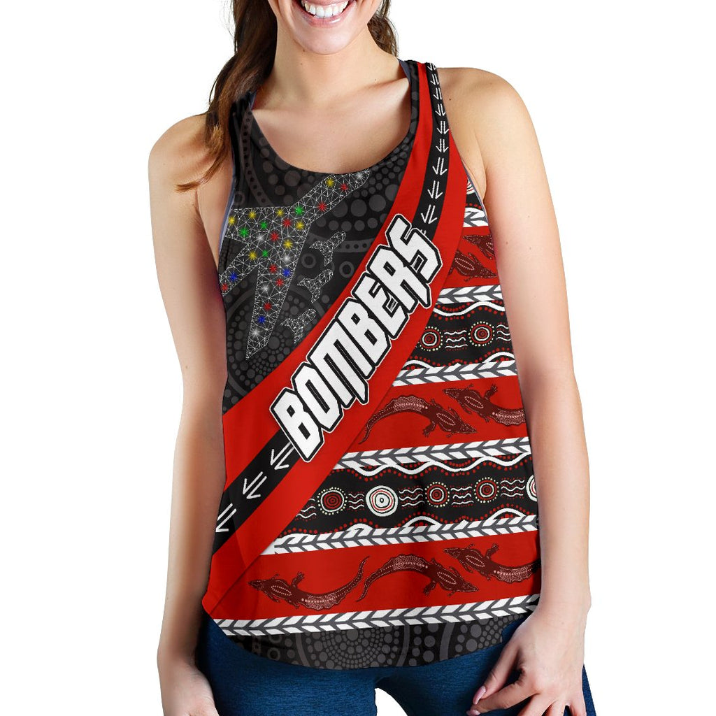 Naidoc Essendon Women Racerback Tank Aboriginal Bombers - Vibe Hoodie