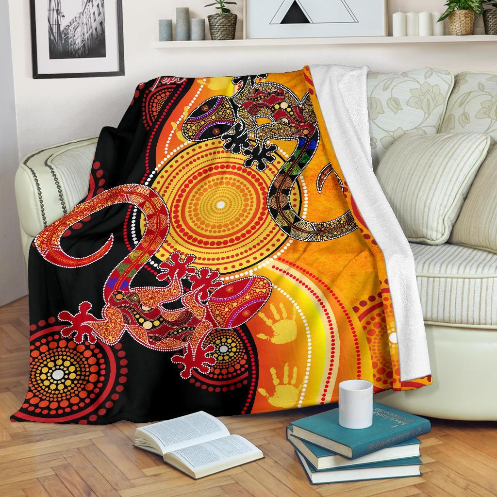 aboriginal-personalised-premium-blanket-couple-aboriginal-lizards