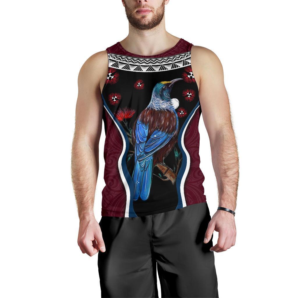 new-zealand-tui-bird-men-tank-top-pohutukawa-burgundy