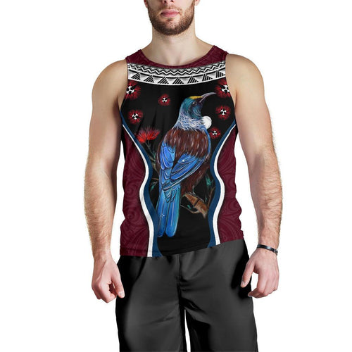 new-zealand-tui-bird-men-tank-top-pohutukawa-burgundy