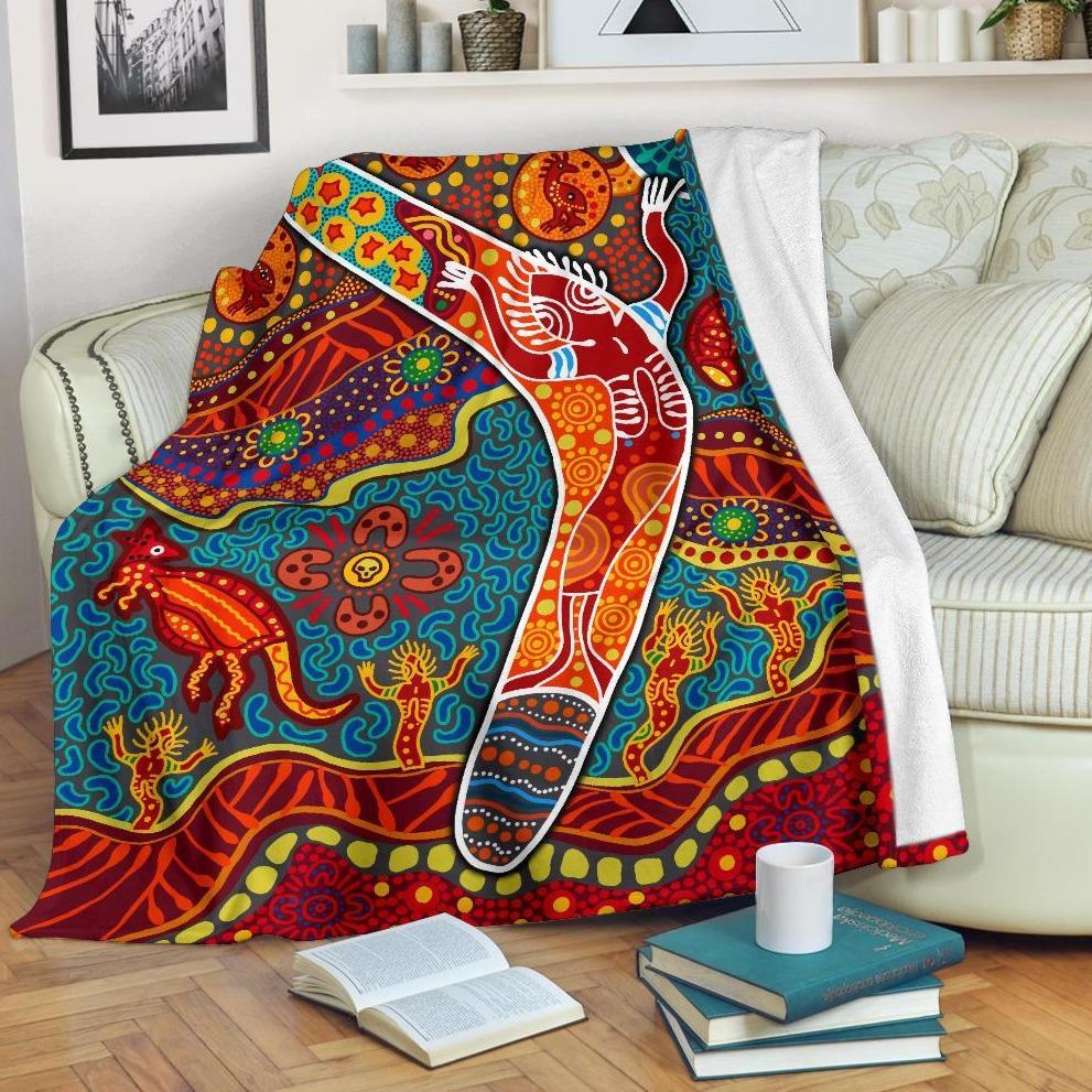 aboriginal-premium-blanket-indigenous-boomerang