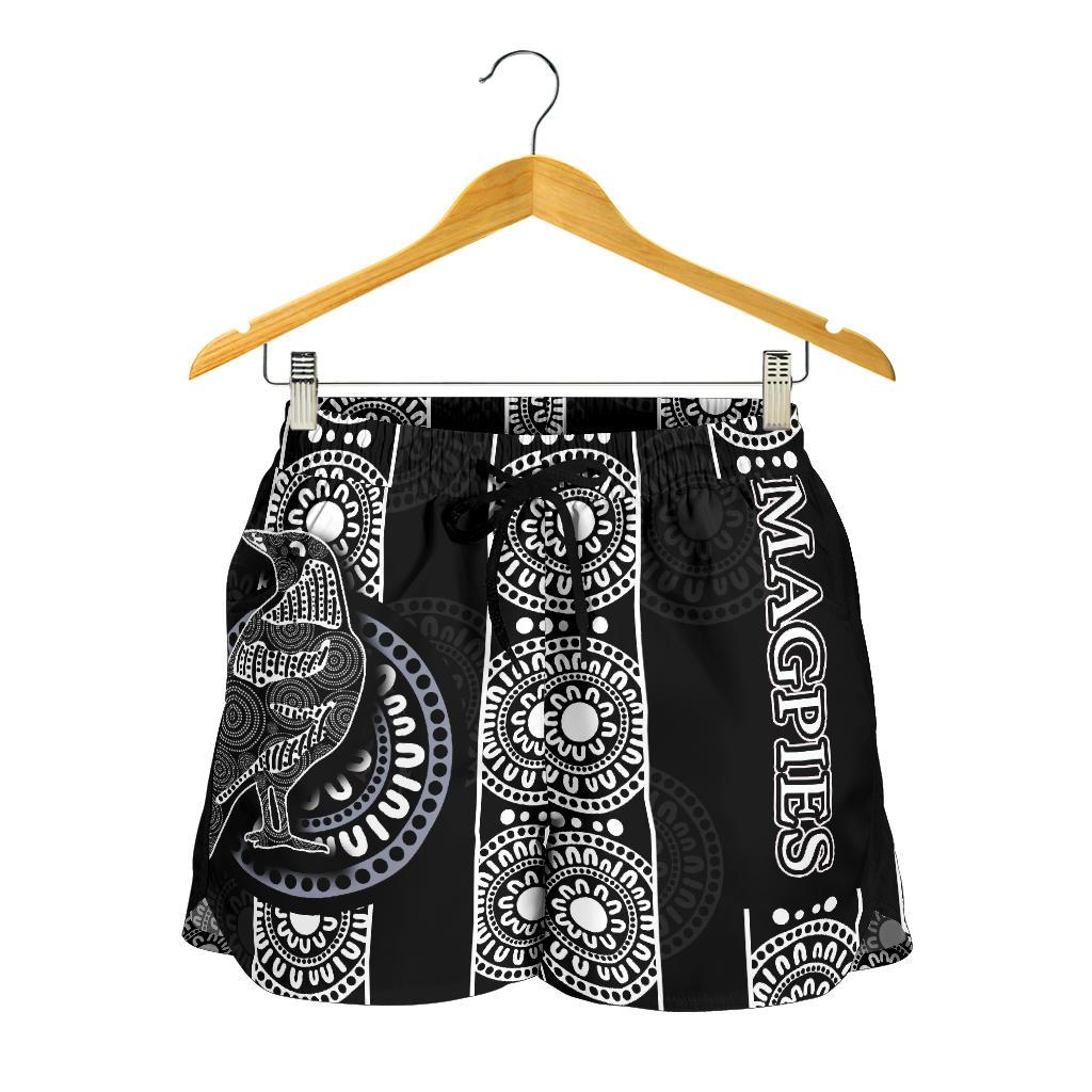 Magpies All Over Print Women's Shorts Aboriginal - Vibe Hoodie