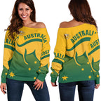 Off Shoulder Sweater - Kangaroo Sweater Australian Coat Of Arms - Vibe Hoodie