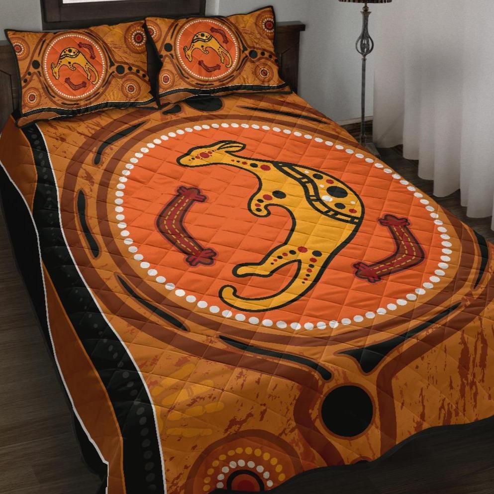 aboriginal-quilt-bed-set-indigenous-kangaroo-circle-dot-painting