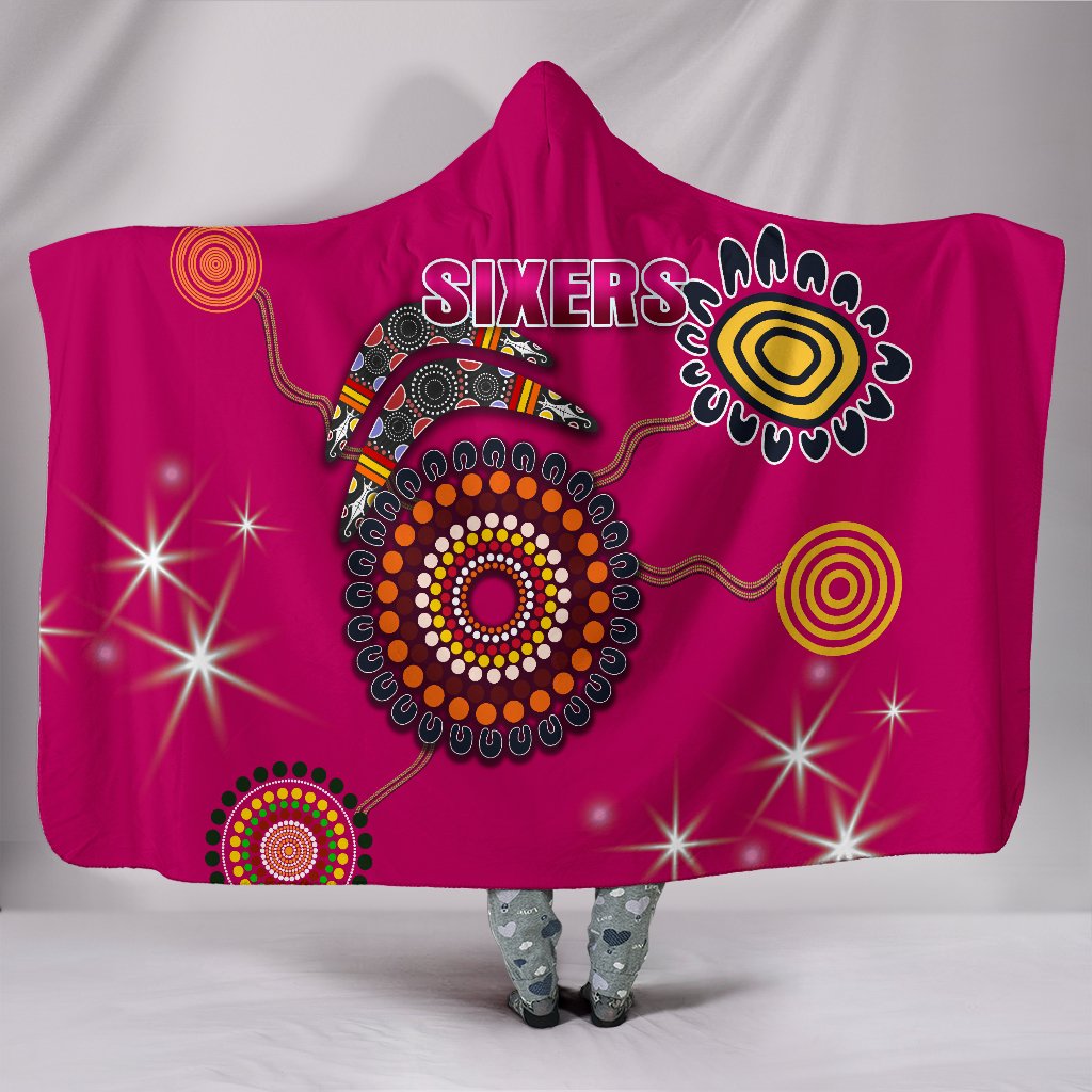 sydney-hooded-blanket-sixers-indigenous-magenta