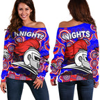 Newcastle Knights Women Off Shoulder Sweater Indigenous - Vibe Hoodie