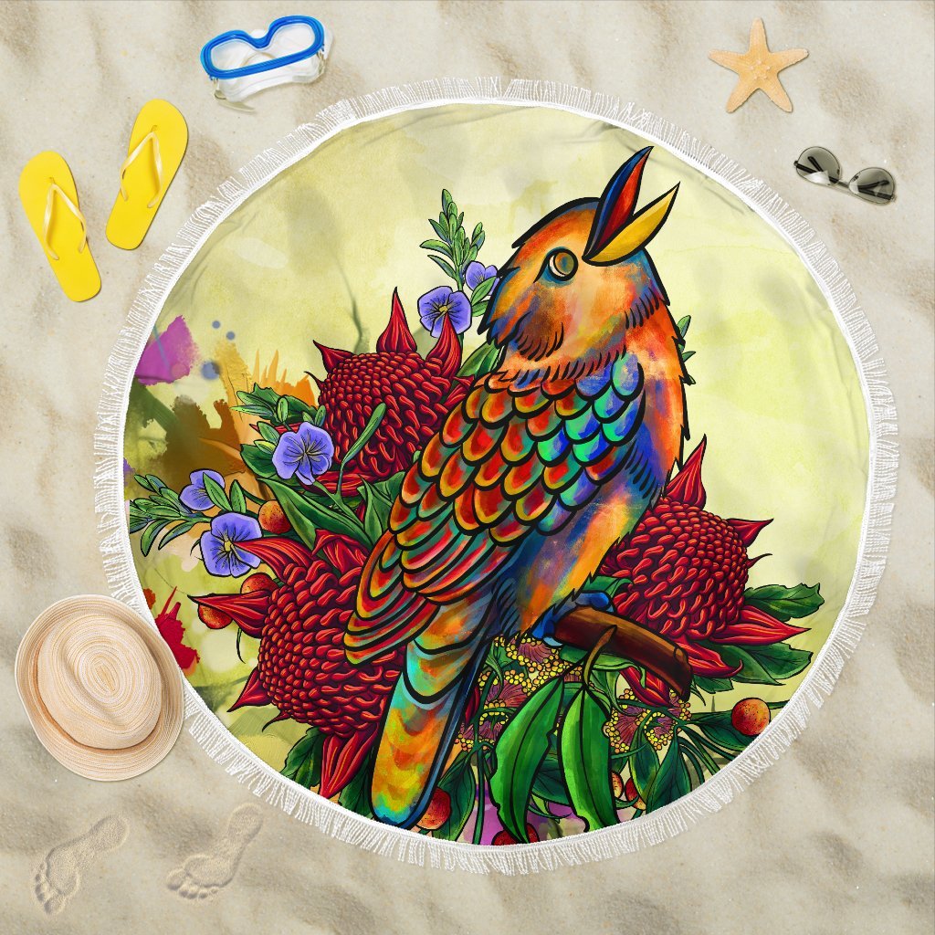 beach-blanket-australia-kookaburra-with-waratah