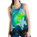 Aboriginal Women's Racerback Tank - Indigenous Turtle Ocean Dot Painting Art - Vibe Hoodie