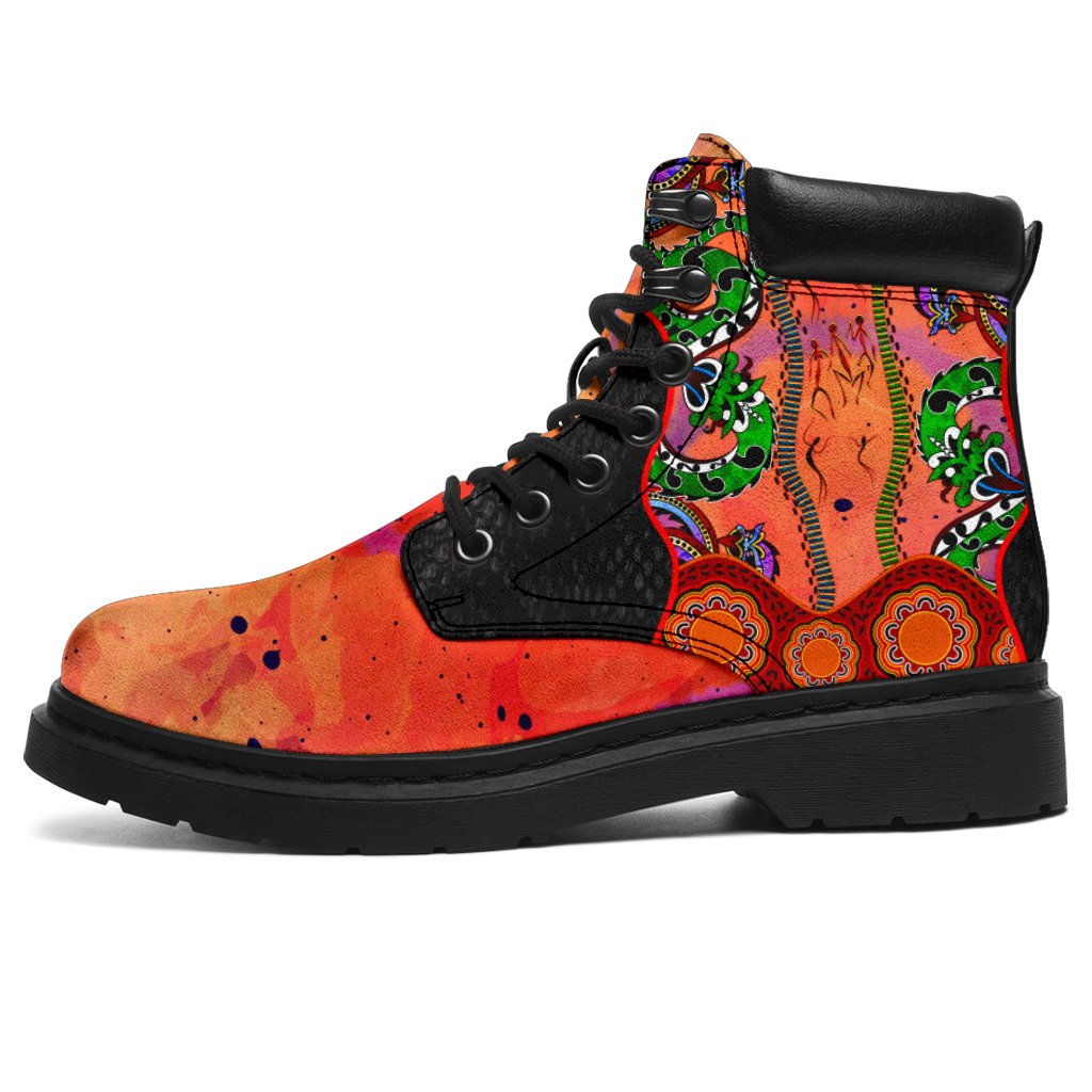 aboriginal-all-season-boots-aussie-indigenous-patterns-orange