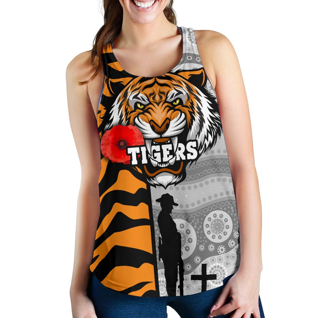 (Custom Personalised) Tigers Women's Racerback Tank Wests Anzac Day Tiger Skin Style - Vibe Hoodie