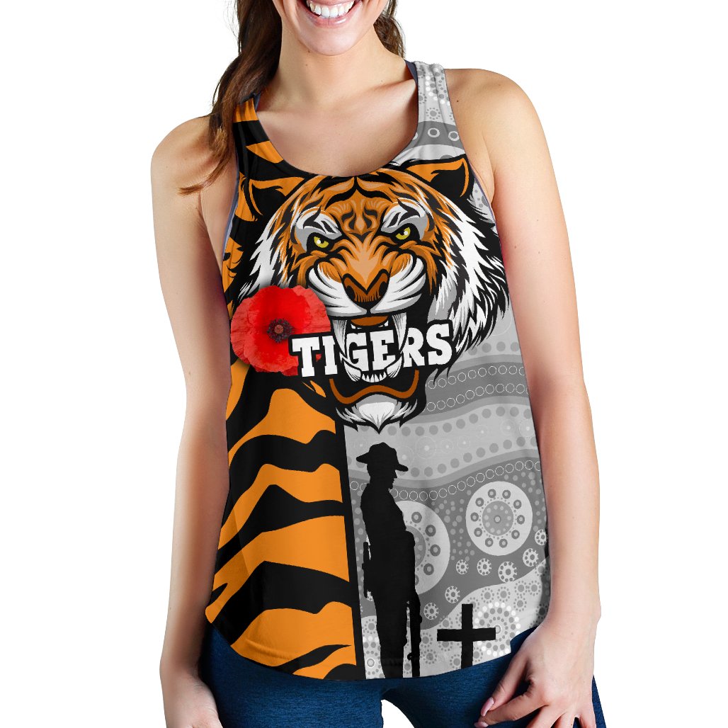 (Custom Personalised) Tigers Women's Racerback Tank Wests Anzac Day Tiger Skin Style - Vibe Hoodie