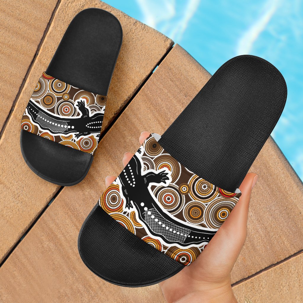aboriginal-slide-sandals-aboriginal-crocodile-circle-dot-painting