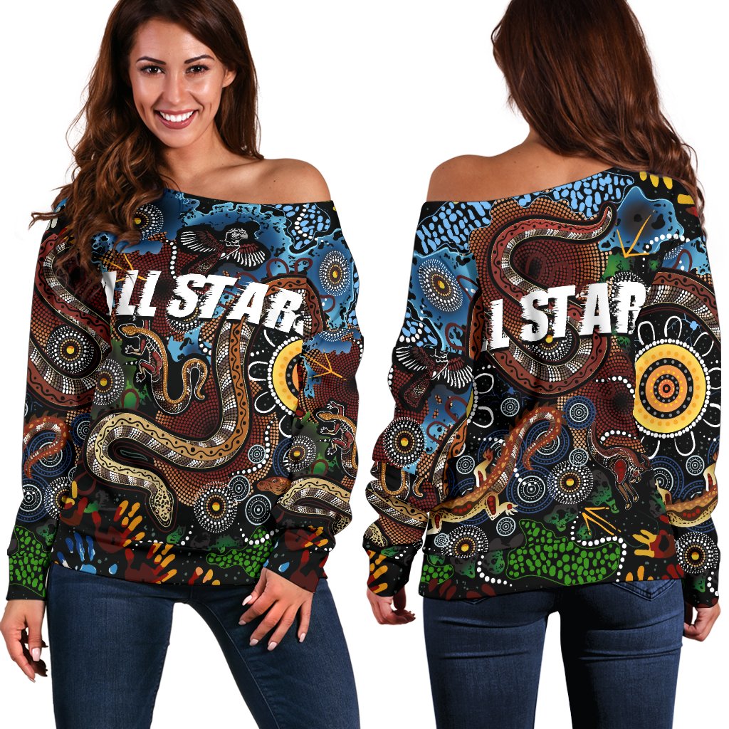 Australia Indigenous Women's Off Shoulder Sweater All Stars - Vibe Hoodie