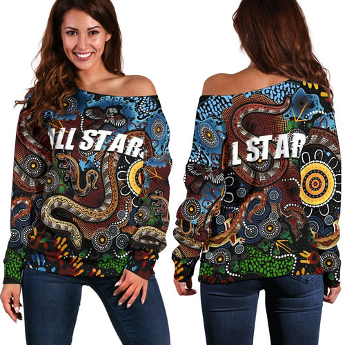 Australia Indigenous Women's Off Shoulder Sweater All Stars - Vibe Hoodie