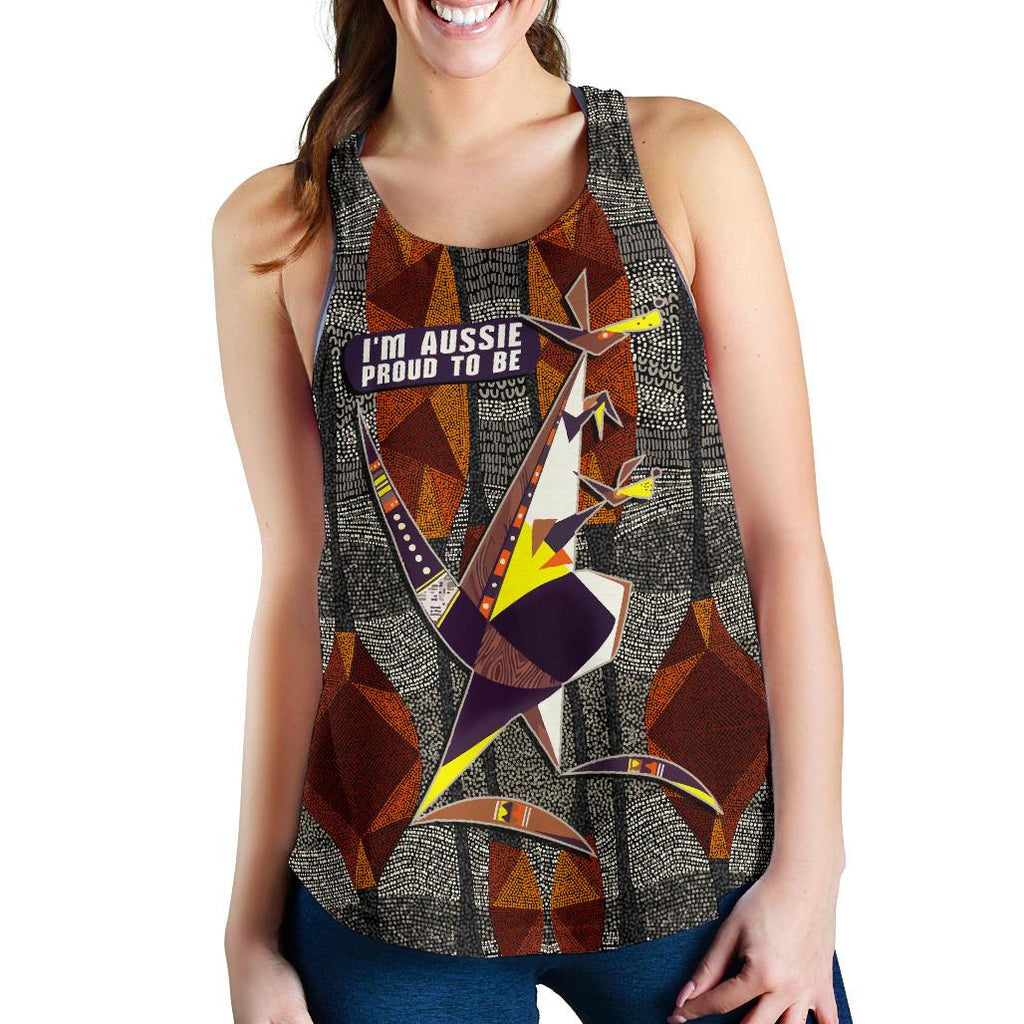 Racerback Tank - Kangaroo Top Tank Aboriginal Patterns - Women - Vibe Hoodie
