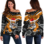 Wests Christmas Women's Off Shoulder Sweater Tigers Indigenous - Vibe Hoodie
