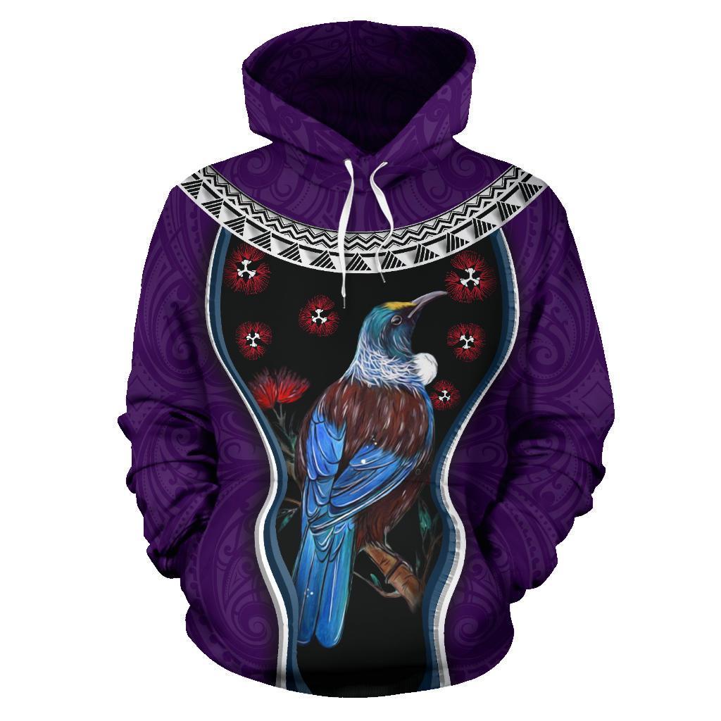 new-zealand-tui-bird-hoodie-pohutukawa-pullover-hoodie-purple