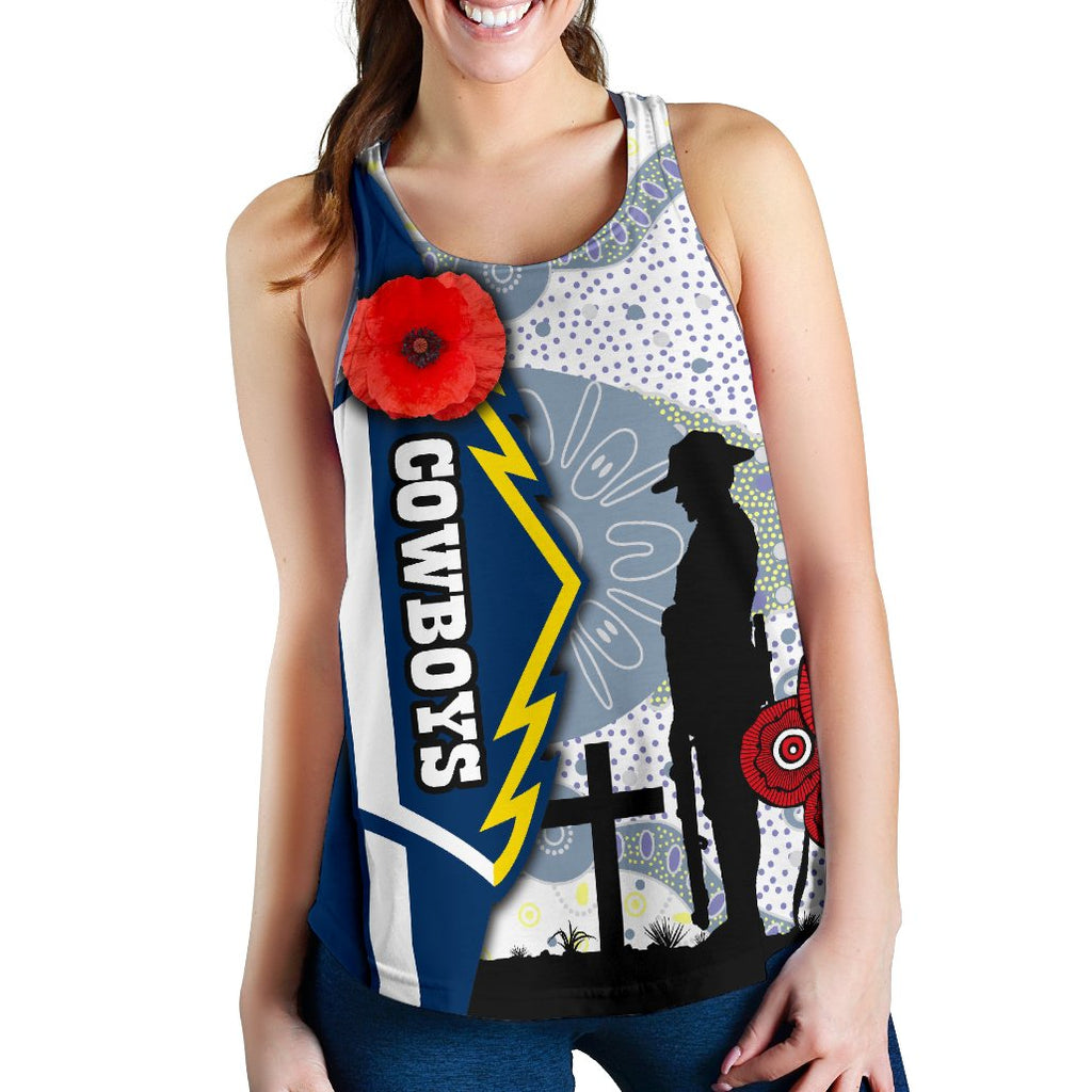 Cowboys Women's Racerback Tank North Aboriginal Anzac Day - Vibe Hoodie