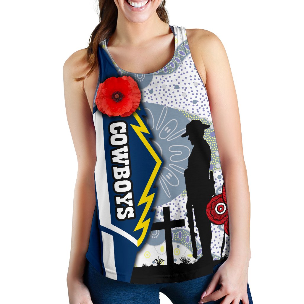 Cowboys Women's Racerback Tank North Aboriginal Anzac Day - Vibe Hoodie