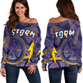 Storm Women Off Shoulder Sweater Simple Indigenous - Purple - Vibe Hoodie