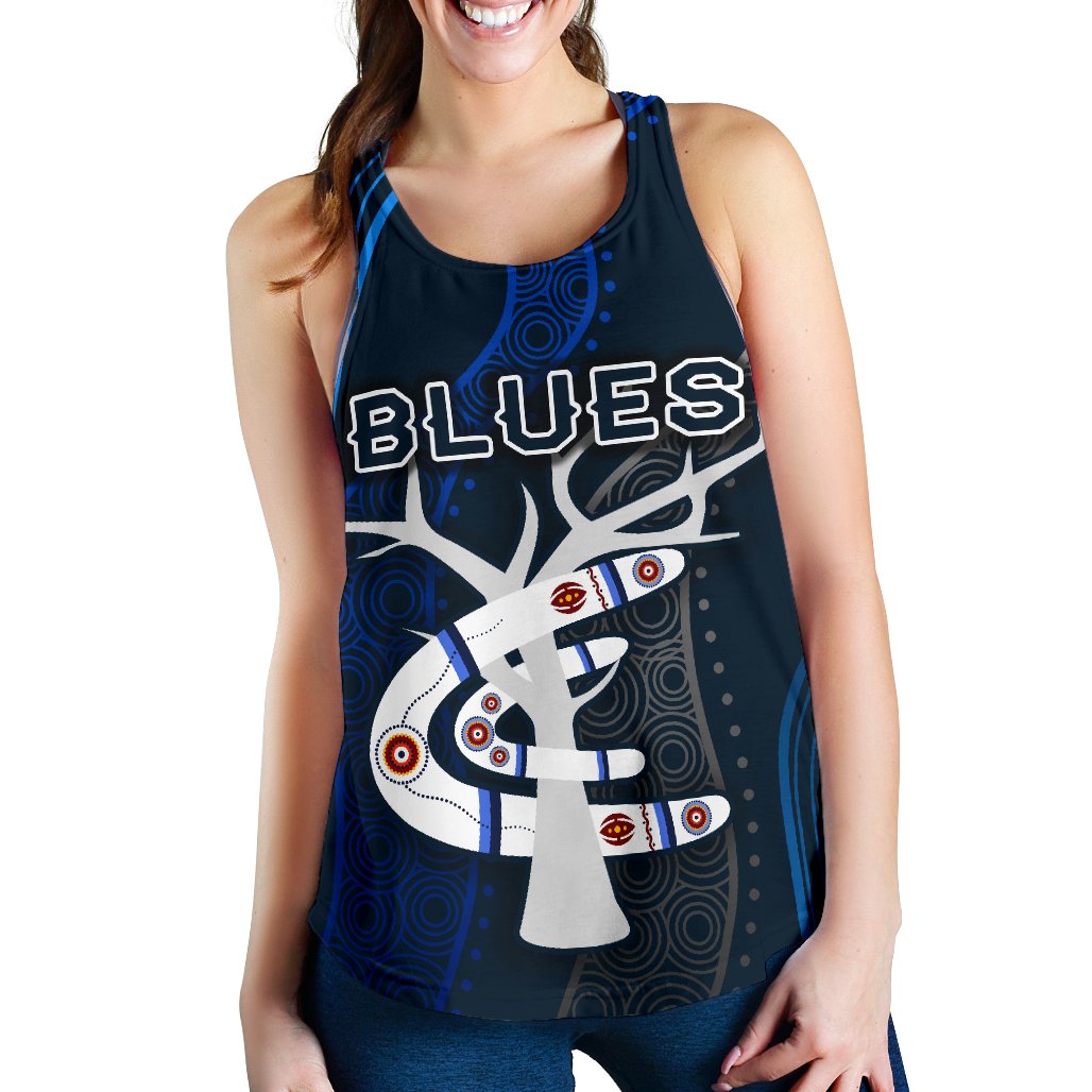 Carlton Women Racerback Tank Blues Free Style Indigenous - Vibe Hoodie