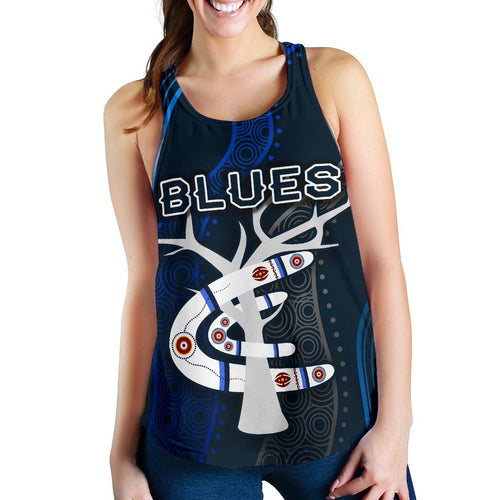 Carlton Women Racerback Tank Blues Free Style Indigenous - Vibe Hoodie