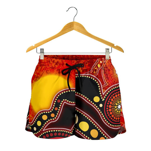 Aboriginal Women's Shorts, Aboriginal Lives Matter Flag Dot Painting Art - Vibe Hoodie