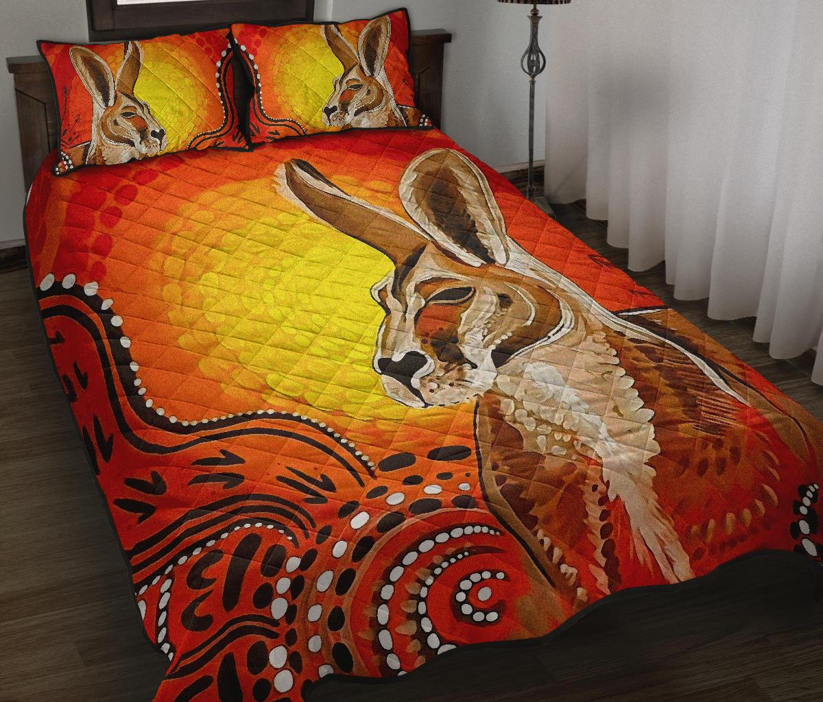 aboriginal-quilt-cover-set-kangaroo-patterns-sun-dot-painting