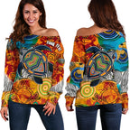 Aboriginal Personalised Off Shoulder Sweater - Turtle Indigenous Art - Vibe Hoodie