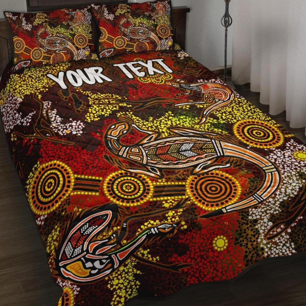 custom-aboriginal-quilt-bed-set-kangaroo-and-lizard-dot-painting-art