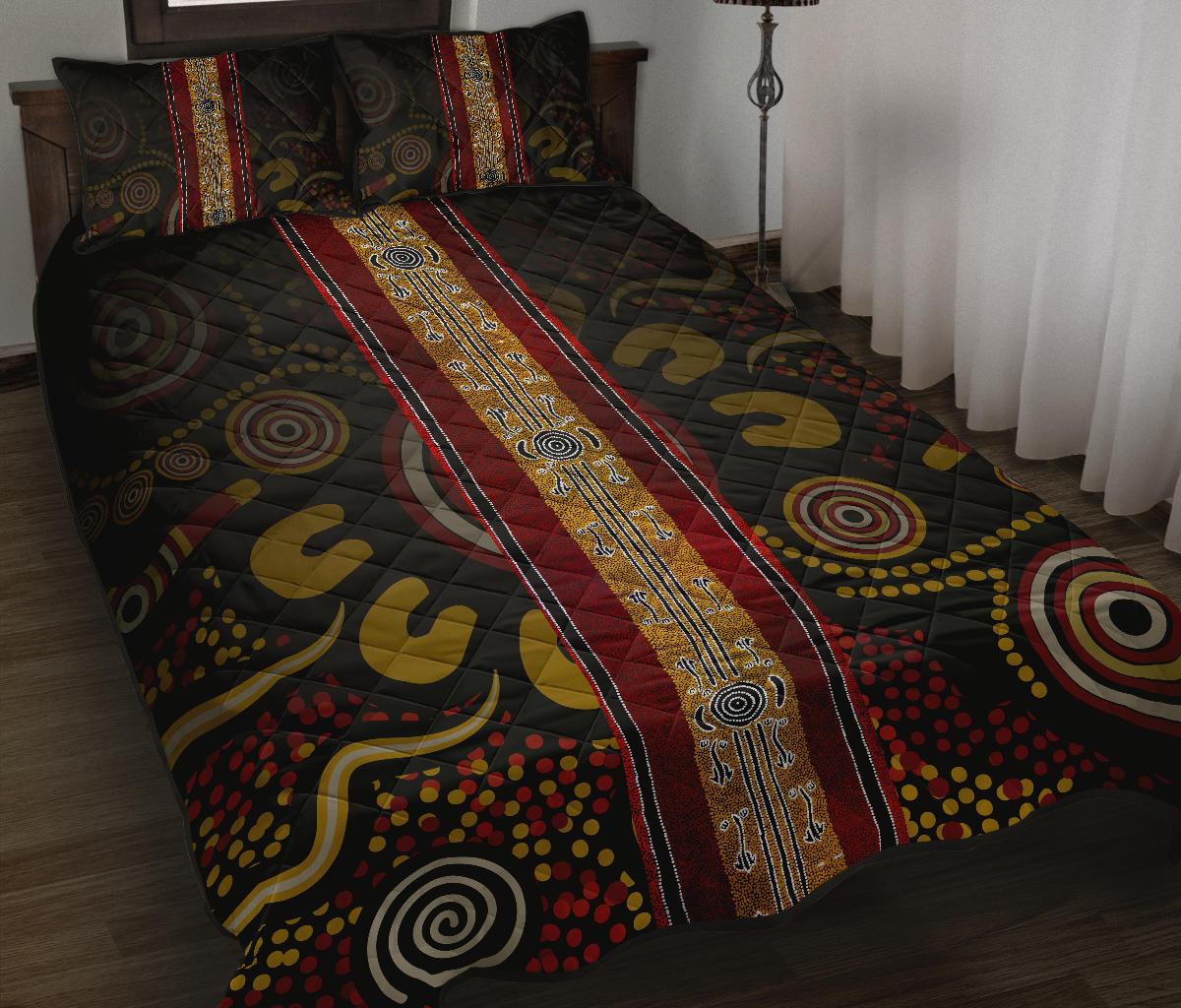 quilt-bed-set-aboriginal-dot-panting-art-stripe-lines
