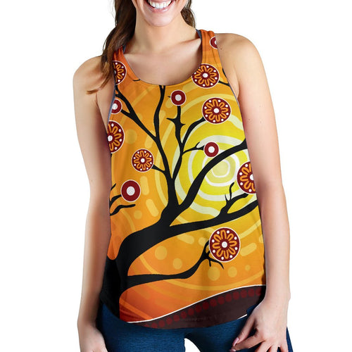 Aboriginal Women's Racerback Tank - Tree In Spring Season - Vibe Hoodie