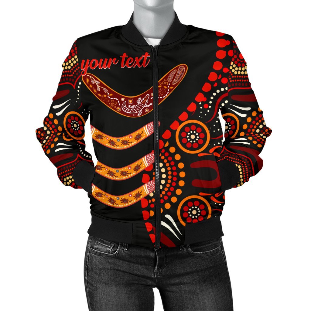 aboriginal-personalised-womens-bomber-jacket-aboriginal-boomerangs-with-dot-painting-pattern