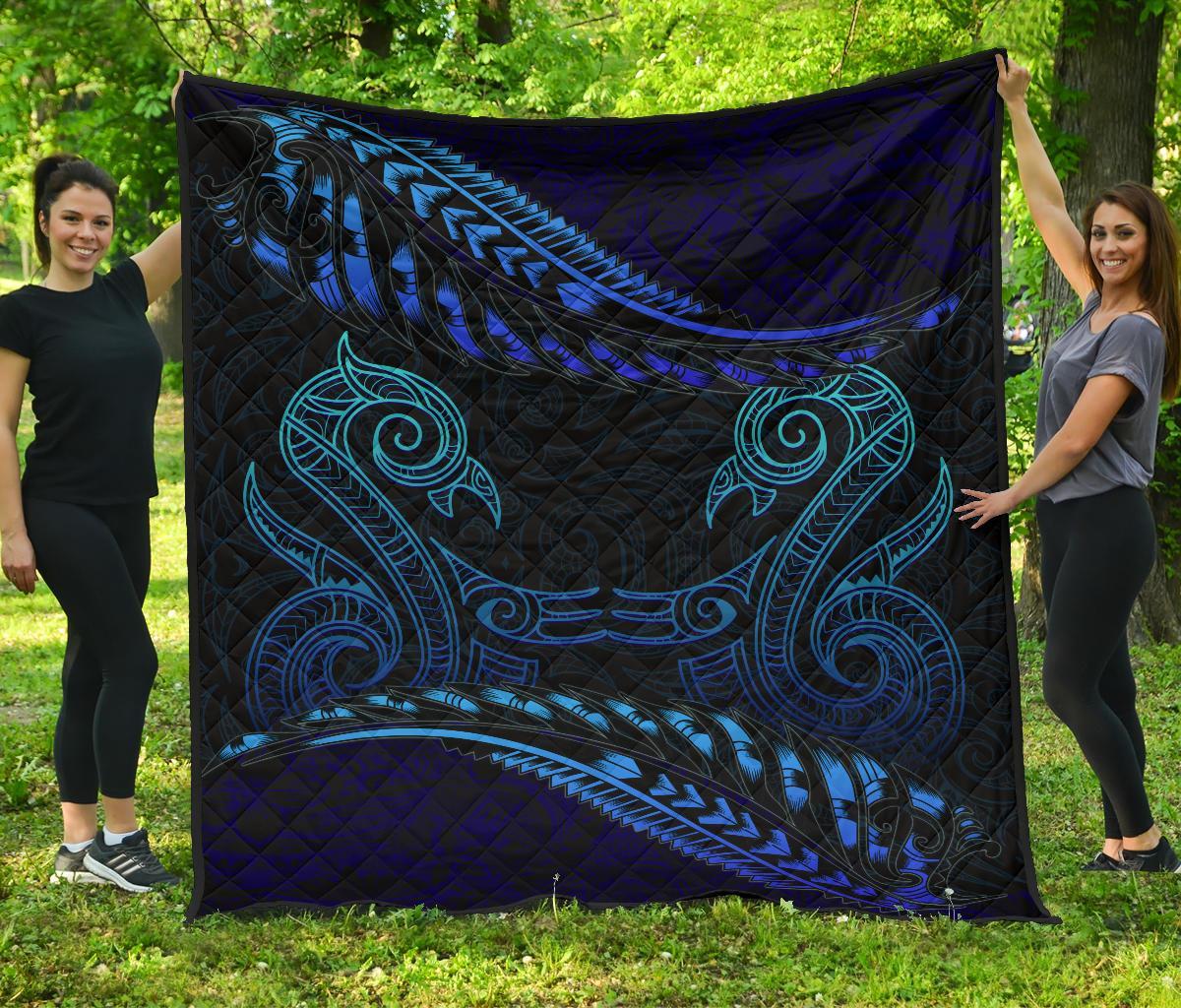 aotearoa-premium-quilt-blue-maori-manaia-with-silver-fern