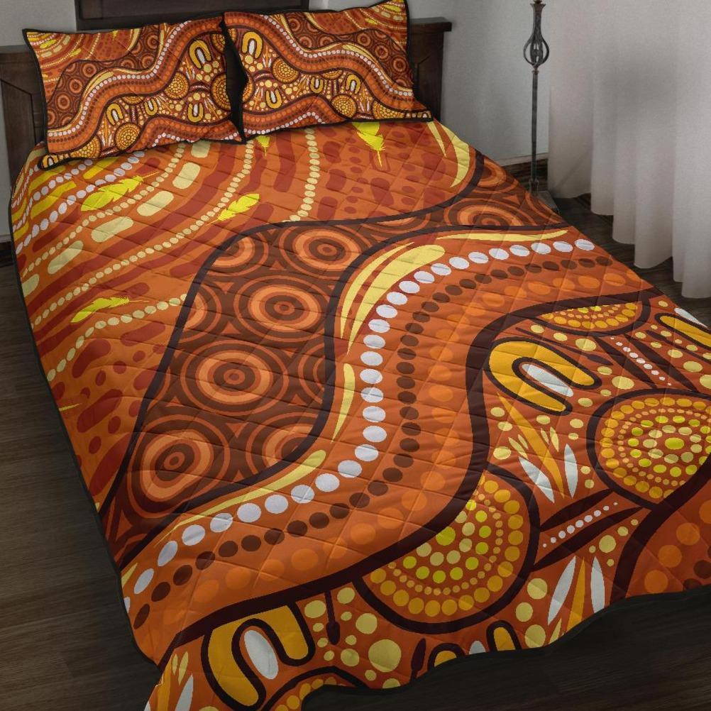 aboriginal-quilt-bed-set-landscape-and-the-sun-dot-painting-art