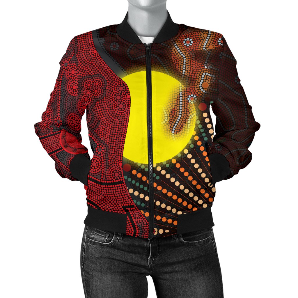 aboriginal-womens-bomber-jacket-indigenous-snake-sun-dot-painting