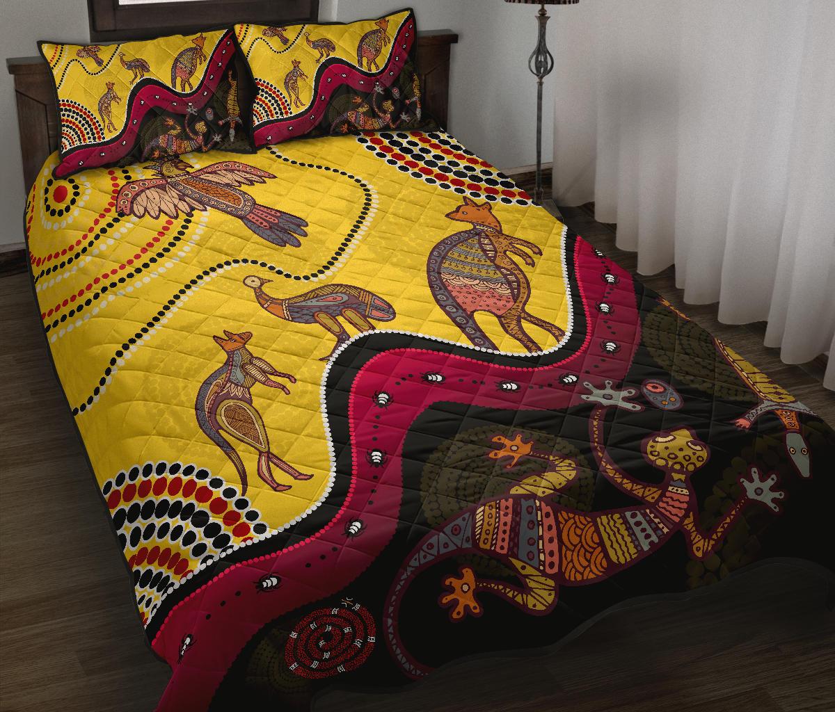 aboriginal-quilt-bed-set-indigenous-animals-life-art