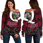 Queensland Women's Off Shoulder Sweater Reds Rugby - Koala - Vibe Hoodie