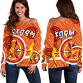 Storm Women Off Shoulder Sweater Simple Indigenous - Orange - Vibe Hoodie