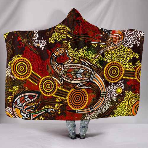 aboriginal-hooded-blanket-kangaroo-and-lizard-dot-painting-art