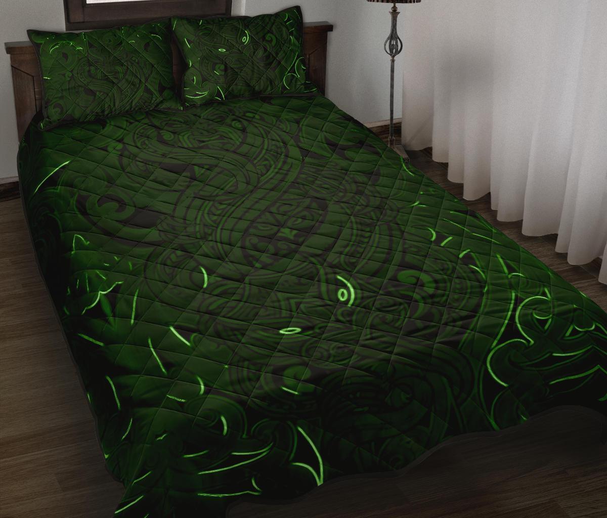 new-zealand-quilt-bed-set-maori-gods-quilt-and-pillow-cover-tumatauenga-god-of-war-green