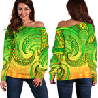 New Zealand Maori Mangopare Women Off Shoulder Sweater Polynesian - Rasta - Vibe Hoodie