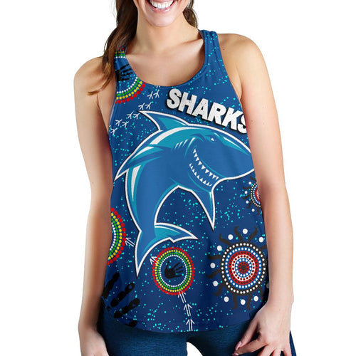 Naidoc Sharks Women Racerback Tank Cronulla Aboriginal Style - Vibe Hoodie