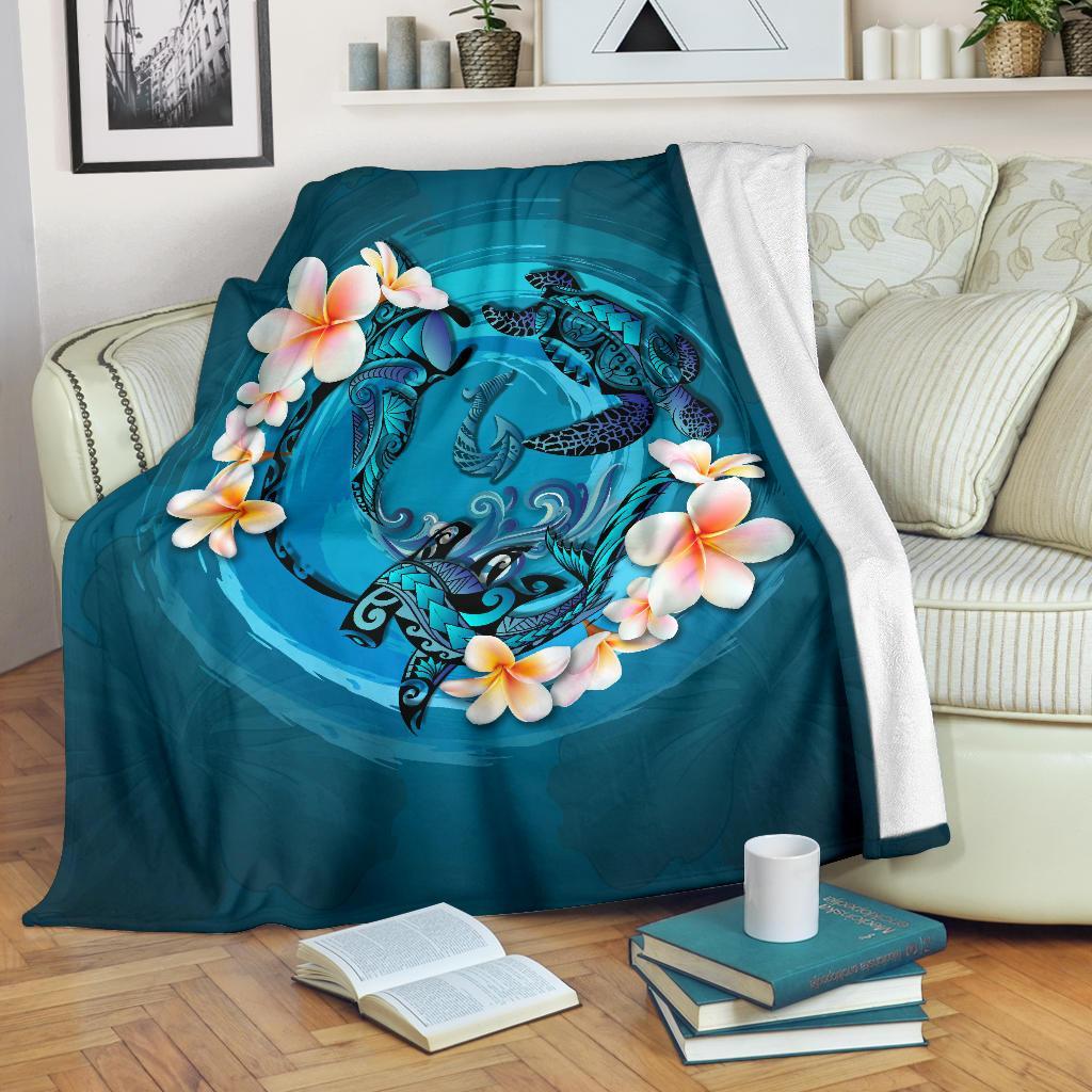 new-zealand-premium-blanket-blue-plumeria-animal-turtle-tattoo