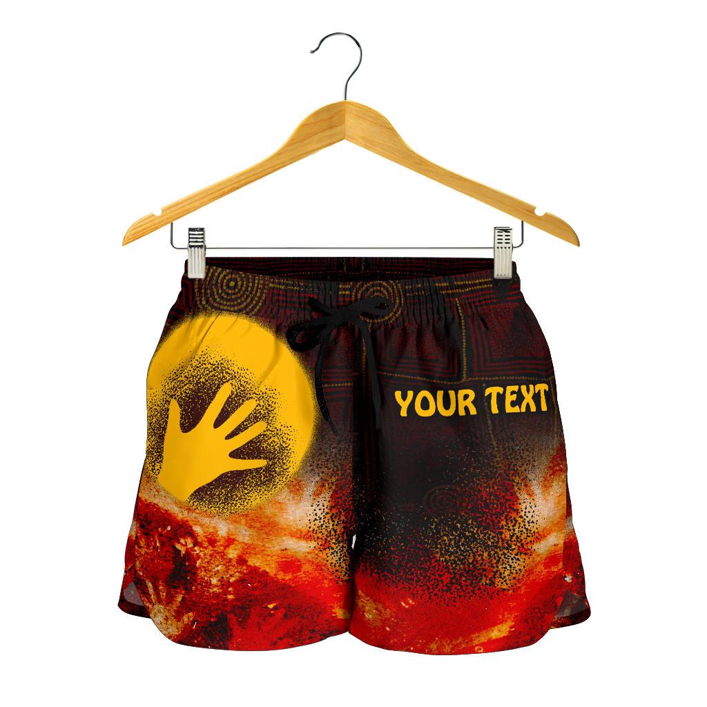 [Custom] Aboriginal Women's Shorts - Indigenous Flag Hand Art - Vibe Hoodie