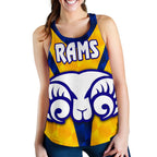 Adelaide Women's Racerback Tank Rams Merino Original - Yellow - Vibe Hoodie